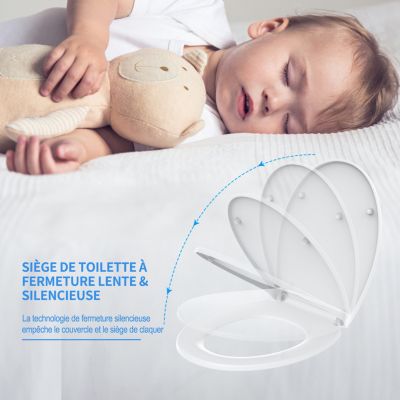 Abattant WC TODOT Forme Ovale avec éclairage LED Frein de Chute et Charnière Réglable