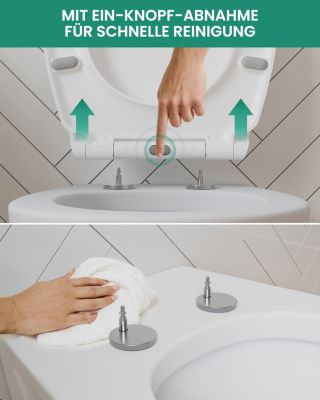 Abattant WC Universel Ovale en Duroplast avec Systeme d'abaissement Automatique, CECIPA MAX Siege de Toilette Antibacterien