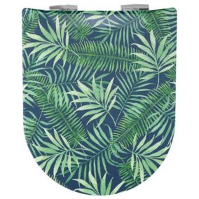 Abattant wood slim avec descente assistée aux feuilles de palmiers (36.5x47.5 cm - Vert)