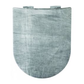 Abattant wood slim avec descente assistée  -  - Effet métal rayé (36.5x47.5 cm - Gris clair)