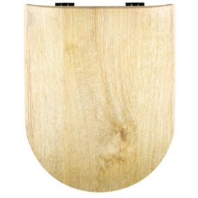 Abattant wood slim déclipsable au look bois clair (36.5x47.5 cm - Beige)