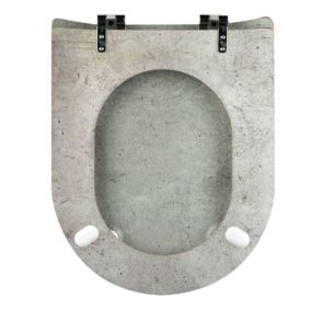 Abattant wood slim déclipsable  - Effet béton armé (36.5x47.5 cm - Gris clair)