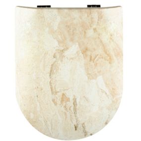 Abattant wood slim déclipsable  - Effet marbre brillant (36.5x47.5 cm - Beige)