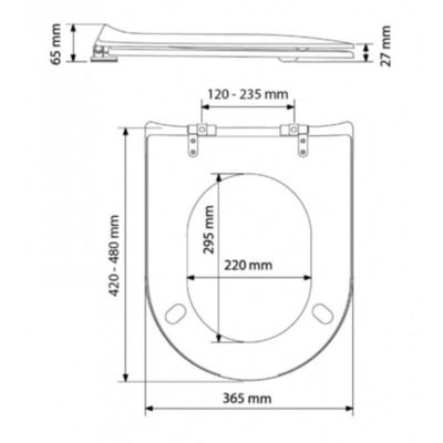 Abattant wood slim déclipsable  - Effet marbre de Carrare (47.5x36.5 cm - Blanc)
