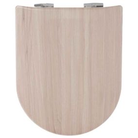 Abattant wood slim déclipsable en bois clair et mat (36.5x47.5 cm - Beige)