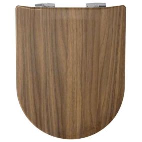 Abattant wood slim déclipsable en imitation  bois de noyer (36.5x47.5 cm - Marron Clair)