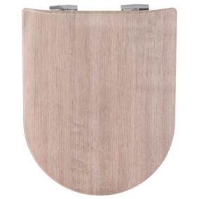 Abattant wood slim déclipsable esprit bois naturel (36.5x47.5 cm - Beige)