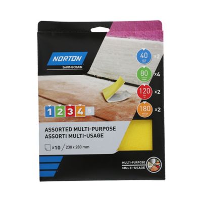 Abrasif Norton 230 x 280 mm, assortiment 10 pièces