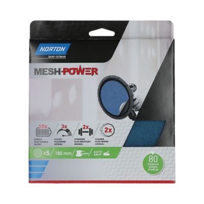 Abrasif pour ponceuse excentrique Norton ø 180 mm, Grain 80 - 5 pièces