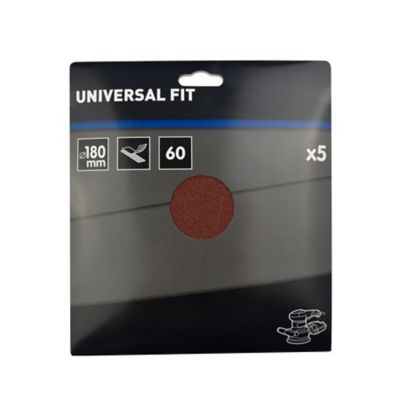 Abrasif pour ponceuse excentrique Universal ø 180 mm, Grain 60 - 5 pièces