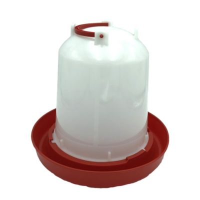 Abreuvoir poules 6 L plastique rouge et blanc avec poignée pratique et stable