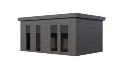 Abri acier de 19,3 m² anthracite porte double vitrée et 2 fenêtres en façade - Luminato 5436+ TELLURIA