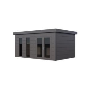 Abri acier de 19,3 m² anthracite porte double vitrée et 2 fenêtres en façade - Luminato 5436+ TELLURIA