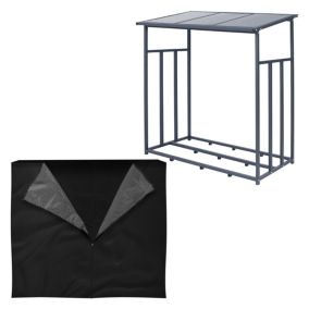 Abri bûche bois de chauffage étagère stockage bois cheminée + housse protection