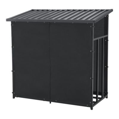 Abri-bûches couvert acier 145 x 143 x 70 cm noir casa.pro