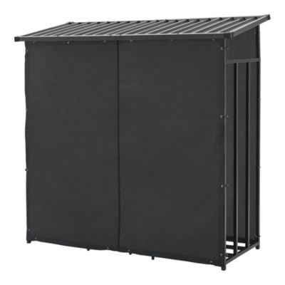 Abri-bûches couvert acier 185 x 180 x 70 cm noir casa.pro