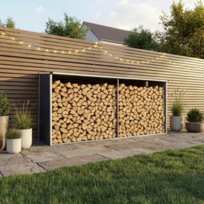 Abri-bûches couvert Kalmar 352 x 80 x 152 cm anthracite casa.pro
