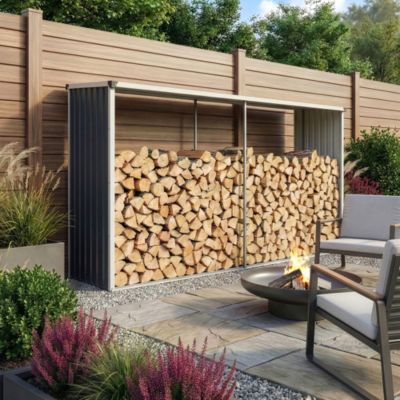 Abri-bûches couvert Kalmar 352 x 80 x 152 cm anthracite casa.pro