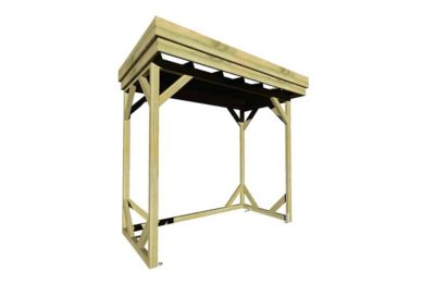 ABRI Bûches en Bois - 2,8m2 - 2,15x1,31m - Pin Sylvestre traité Autoclave - Surface Int : 1,8m2 / 3 stères