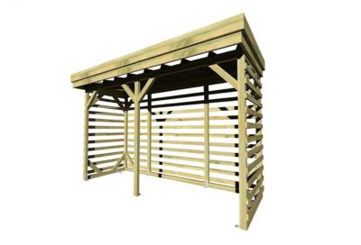 ABRI Bûches en Bois - 4,1m2 - 3,15x1,31m - Pin Sylvestre traité Autoclave - Surface Int : 2,8m2 / 4 stères