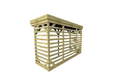 ABRI Bûches en Bois - 4,1m2 - 3,15x1,31m - Pin Sylvestre traité Autoclave - Surface Int : 2,8m2 / 4 stères