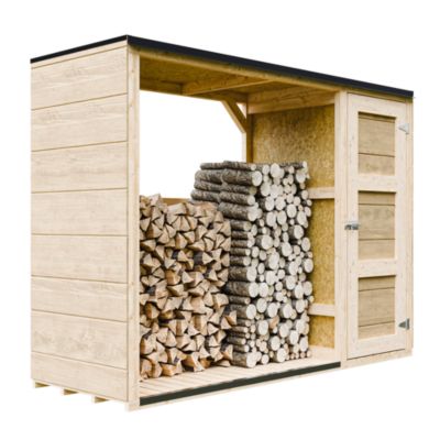 Abri à bûches extérieur - 75 x 217 x H159 cm - Abri à outils et bûches - 1,09 m² + 0.53 m² - M981 - Timbela