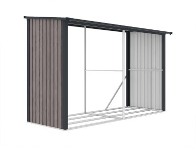 Abri bûches métal en acier galvanisé effet bois 5,78 m3 - 7 stères - L302 x P119 x H190cm - VARWOOD