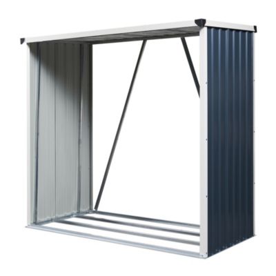 Abri-bûches Pour Stockage Extérieur Acier Galvanisé 158 X 80 X 152 Cm Gris Anthracite casa.pro