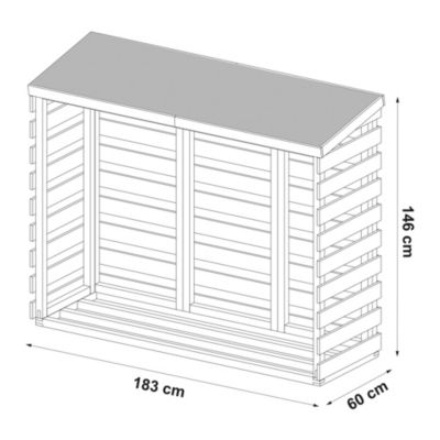 Abri bûches en bois Klikstrom Losino l.183 x P.60 x H.146 cm