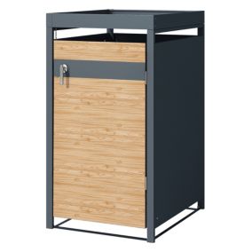 Abri de 1 poubelle avec toit cache-poubelle anthracite mélèze 240L 68x80x124 cm