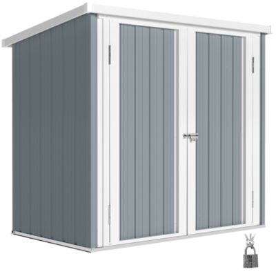 Abri de jardin 1,09 m² - 2 portes verrouillables - tôle d'acier gris clair