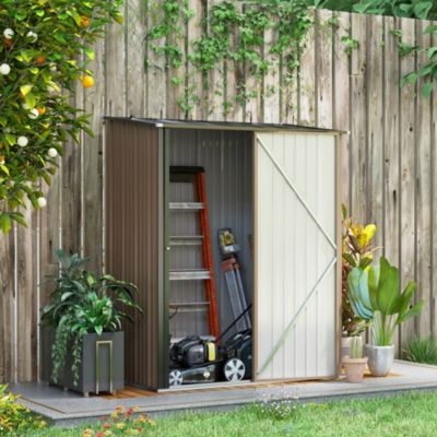 Abri de jardin 1,34 m² en acier brun avec toit incliné