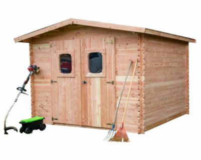 Abri de jardin 10.89m² bois naturel Habrita DOM3030.02