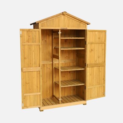 Abri de jardin 105 cm en bois. 6 espaces de rangement. L 105x P 55.5 x H 178.5cm