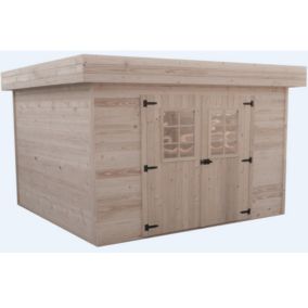 Abri de jardin 11.36m² bois naturel Habrita KMP3434.02