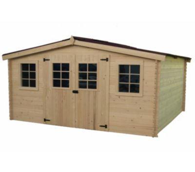 Abri de jardin 12.65m² bois naturel Habrita BA4030.02N