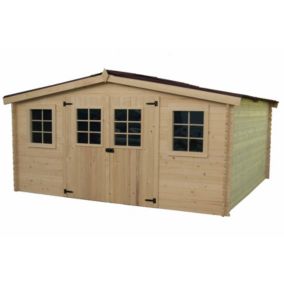 Abri de jardin 12.65m² bois naturel Habrita BA4030.02N