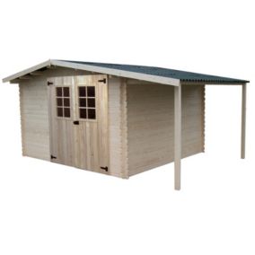 Abri de jardin 13.52m² bois naturel Habrita VD3330.02BN