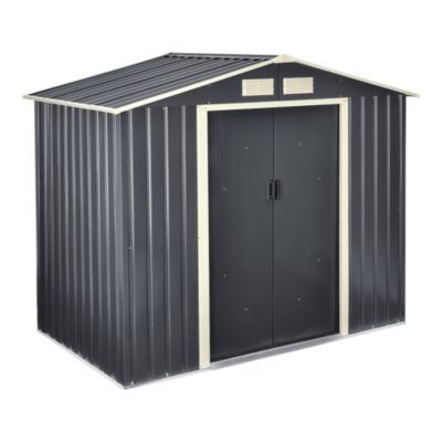 Abri de Jardin 213x127x185 cm Toit à Pignon Tôles en Acier Galvanisées Gris Foncé en.casa