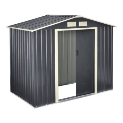 Abri de Jardin 213x127x185 cm Toit à Pignon Tôles en Acier Galvanisées Gris Foncé en.casa