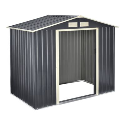 Abri de Jardin 213x127x185 cm Toit à Pignon Tôles en Acier Galvanisées Gris Foncé en.casa