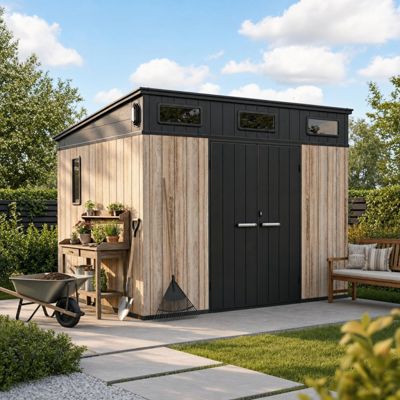 Abri de jardin 6,03 m² en résine effet bois avec plancher Jôbu WOODIZY