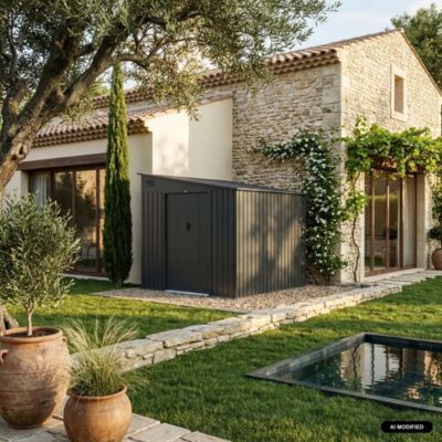 Abri de jardin acier 5.5m² avec kit d'ancrage anthracite L 258 x l 212.5 x H 195cm - Lome