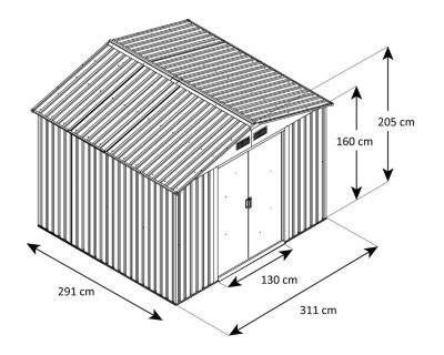 Abri de jardin acier 9,05 m2 Trigano + kit d'ancrage