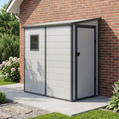 Abri de jardin adossé résine 1,64m² porte verrouillable Jôbu - Gris