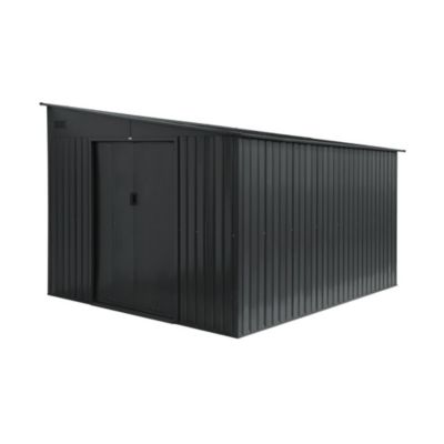 Abri de jardin adossable acier 8.96m² avec kit d'ancrage anthracite L 277.5 x l 322 x H 203 cm - Ornay