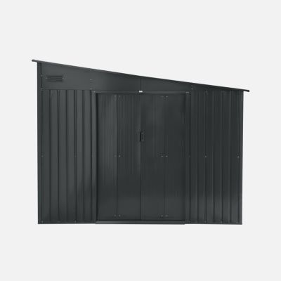 Abri de jardin adossable acier 8.96m² avec kit d'ancrage anthracite L 277.5 x l 322 x H 203 cm - Ornay