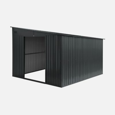 Abri de jardin adossable acier 8.96m² avec kit d'ancrage anthracite L 277.5 x l 322 x H 203 cm - Ornay
