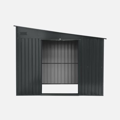 Abri de jardin adossable acier 8.96m² avec kit d'ancrage anthracite L 277.5 x l 322 x H 203 cm - Ornay