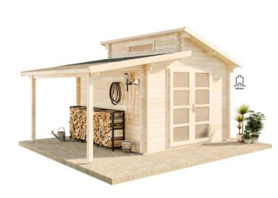 Abri de jardin Aktiva toit en pente Alpholz, 49x36m dim ext (cas échéant incl débord de toit) naturel, 40mm, 17,6m² superficie tot